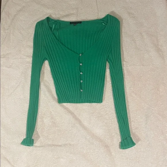 Cotton Candy Emerald Button-Down Ribbed Top - Picture 1 of 3